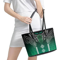 Aotearoa Maori Iwi Heritage Leather Tote Bag Ngai Tahu Pounamu Green LT7 - Polynesian Pride