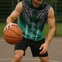 Aotearoa Maori Iwi Heritage Sleeveless Hoodie Ngai Tahu Pounamu Green LT7 - Polynesian Pride