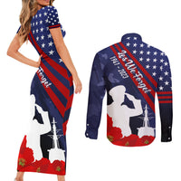 Pearl Harbor Remembrance Day Couples Matching Short Sleeve Bodycon Dress and Long Sleeve Button Shirt Poppy Mix Style LT7 - Polynesian Pride