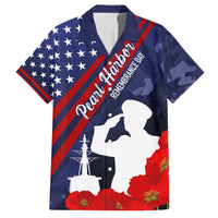 Pearl Harbor Remembrance Day Family Matching Short Sleeve Bodycon Dress and Hawaiian Shirt Poppy Mix Style LT7 Dad's Shirt - Short Sleeve Navy Blue - Polynesian Pride
