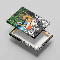 Tropical Christmas Polynesian Canvas Wall Art Funny Surfing Pineapple