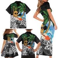 Tropical Christmas Polynesian Family Matching Short Sleeve Bodycon Dress and Hawaiian Shirt Funny Surfing Pineapple LT7 - Polynesian Pride