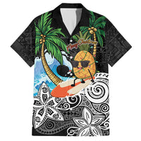 Tropical Christmas Polynesian Family Matching Short Sleeve Bodycon Dress and Hawaiian Shirt Funny Surfing Pineapple LT7 Dad's Shirt - Short Sleeve Black - Polynesian Pride