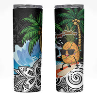 Tropical Christmas Polynesian Skinny Tumbler Funny Surfing Pineapple LT7 Black - Polynesian Pride