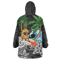 Tropical Christmas Polynesian Wearable Blanket Hoodie Funny Surfing Pineapple