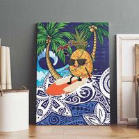 Tropical Christmas Polynesian Canvas Wall Art Funny Surfing Pineapple Blue