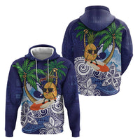 Tropical Christmas Polynesian Hoodie Funny Surfing Pineapple Blue