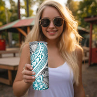 Turquoise Traditional Polynesian Tribal Tattoo Retro Skinny Tumbler