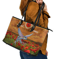 Cook Islands ANZAC Day Personalised Leather Tote Bag with Poppy Field LT9 - Polynesian Pride