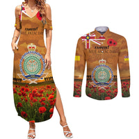 Niue ANZAC Day Personalised Couples Matching Summer Maxi Dress and Long Sleeve Button Shirt with Poppy Field LT9 Art - Polynesian Pride