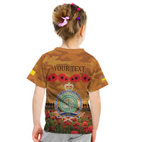 Niue ANZAC Day Personalised Kid T Shirt with Poppy Field LT9 - Polynesian Pride