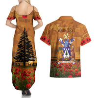 Norfolk Island ANZAC Day Personalised Couples Matching Summer Maxi Dress and Hawaiian Shirt with Poppy Field LT9 - Polynesian Pride