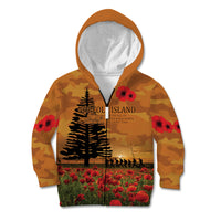 Norfolk Island ANZAC Day Personalised Kid Hoodie with Poppy Field LT9 Zip Hoodie Art - Polynesian Pride