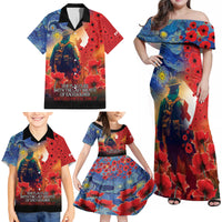 Tonga ANZAC Day Personalised Family Matching Off Shoulder Maxi Dress and Hawaiian Shirt Soldier Te Tau Manatui Kinautolu with Poppy Field LT9 - Polynesian Pride