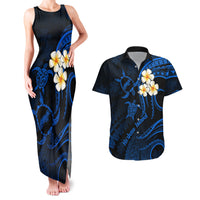Hawaii Couples Matching Tank Maxi Dress And Hawaiian Shirt Niihau Islands Polynesian Sunset Plumeria Blue Vibe LT9 Blue - Polynesian Pride