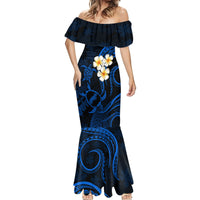 Hawaii Mermaid Dress Niihau Islands Polynesian Sunset Plumeria Blue Vibe LT9 - Polynesian Pride