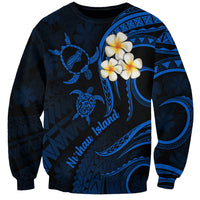 Hawaii Sweatshirt Niihau Islands Polynesian Sunset Plumeria Blue Vibe LT9 Unisex Blue - Polynesian Pride