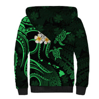 Hawaii Sherpa Hoodie Niihau Islands Polynesian Sunset Plumeria Green Vibe LT9 - Polynesian Pride