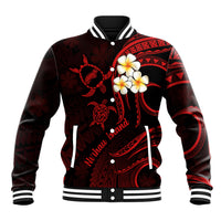 Polynesian Hawaii Baseball Jacket Niihau Islands with Pacific Plumeria Red Vibe LT9 Unisex Red - Polynesian Pride
