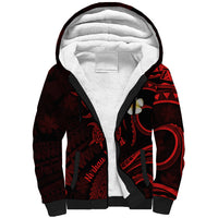Polynesian Hawaii Sherpa Hoodie Niihau Islands with Pacific Plumeria Red Vibe LT9 Unisex Red - Polynesian Pride