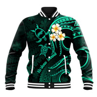 Polynesian Hawaii Baseball Jacket Niihau Islands with Pacific Plumeria Turquoise Vibe LT9 Unisex Turquoise - Polynesian Pride