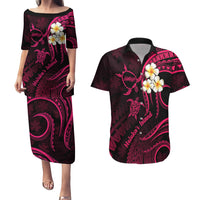 Hawaii Couples Puletasi Dress and Hawaiian Shirt Molokai Islands Polynesian Sunset Plumeria Pink Vibe LT9 Pink - Polynesian Pride