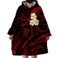 Polynesian Hawaii Wearable Blanket Hoodie Molokai Islands with Pacific Plumeria Red Vibe LT9 - Polynesian Pride