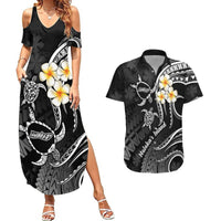 Polynesian Hawaii Couples Summer Maxi Dress and Hawaiian Shirt Molokai Islands with Pacific Plumeria White Vibe LT9 White - Polynesian Pride