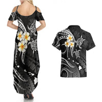 Polynesian Hawaii Couples Summer Maxi Dress and Hawaiian Shirt Molokai Islands with Pacific Plumeria White Vibe LT9 - Polynesian Pride