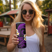 Hawaii Molokaʻi Islands Pacific Plumeria Skinny Tumbler Purple Polynesian Tattoo