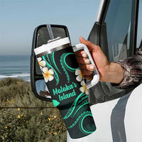 Hawaii Molokaʻi Islands Pacific Plumeria Tumbler With Handle Turquoise Polynesian Tattoo