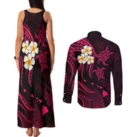 Hawaii Couples Matching Tank Maxi Dress and Long Sleeve Button Shirts Lanai Islands Polynesian Sunset Plumeria Pink Vibe LT9 - Polynesian Pride