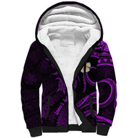 Polynesian Hawaii Sherpa Hoodie Lanai Islands with Pacific Plumeria Purple Vibe LT9 Unisex Purple - Polynesian Pride