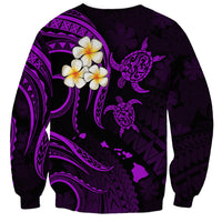 Polynesian Hawaii Sweatshirt Lanai Islands with Pacific Plumeria Purple Vibe LT9 - Polynesian Pride