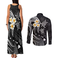 Polynesian Hawaii Couples Matching Tank Maxi Dress and Long Sleeve Button Shirts Lanai Islands with Pacific Plumeria White Vibe LT9 - Polynesian Pride
