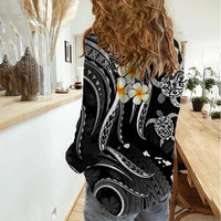 Polynesian Hawaii Women Casual Shirt Lanai Islands with Pacific Plumeria White Vibe LT9 - Polynesian Pride