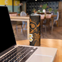 Hawaii Lanaʻi Islands Pacific Plumeria Skinny Tumbler Gold Polynesian Tattoo