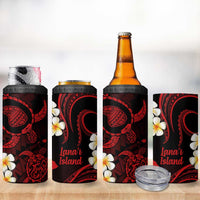 Hawaii Lanai Islands Pacific Plumeria 4 in 1 Can Cooler Tumbler Red Polynesian Tattoo LT9 - Polynesian Pride