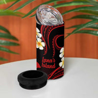 Hawaii Lanai Islands Pacific Plumeria 4 in 1 Can Cooler Tumbler Red Polynesian Tattoo LT9 - Polynesian Pride