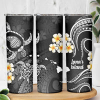 Hawaii Lanai Islands Pacific Plumeria Skinny Tumbler White Polynesian Tattoo LT9 - Polynesian Pride