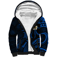Hawaii Sherpa Hoodie Kauai Islands Polynesian Sunset Plumeria LT9 Unisex Blue - Polynesian Pride