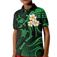 Hawaii Kid Polo Shirt Kauai Islands Polynesian Sunset Plumeria Green Vibe LT9 Kid Green - Polynesian Pride