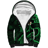 Hawaii Sherpa Hoodie Kahoolawe Islands Polynesian Sunset Plumeria Green Vibe LT9 Unisex Green - Polynesian Pride