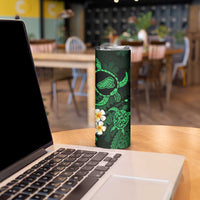 Hawaii Kahoolawe Islands Pacific Plumeria Skinny Tumbler Green Polynesian Tattoo