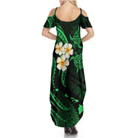 Hawaii Summer Maxi Dress Kahoolawe Islands Polynesian Sunset Plumeria Green Vibe LT9 - Polynesian Pride