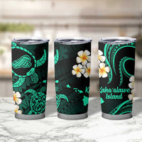 Hawaii Kahoolawe Islands Pacific Plumeria Tumbler Cup Turquoise Polynesian Tattoo