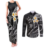 Polynesian Hawaii Couples Matching Tank Maxi Dress and Long Sleeve Button Shirts Kahoolawe Islands with Pacific Plumeria White Vibe LT9 White - Polynesian Pride