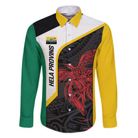 Personalised PNG Hela Province Family Matching Short Sleeve Bodycon Dress and Hawaiian Shirt Bird of Paradise Tattoo Flag Motif - Polynesian Pride