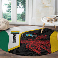 Personalised PNG Hela Province Round Carpet Bird of Paradise Tattoo Flag Motif - Polynesian Pride