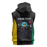 Personalised PNG Hela Province Sleeveless Zip Hoodie Bird of Paradise Tattoo Flag Motif - Polynesian Pride